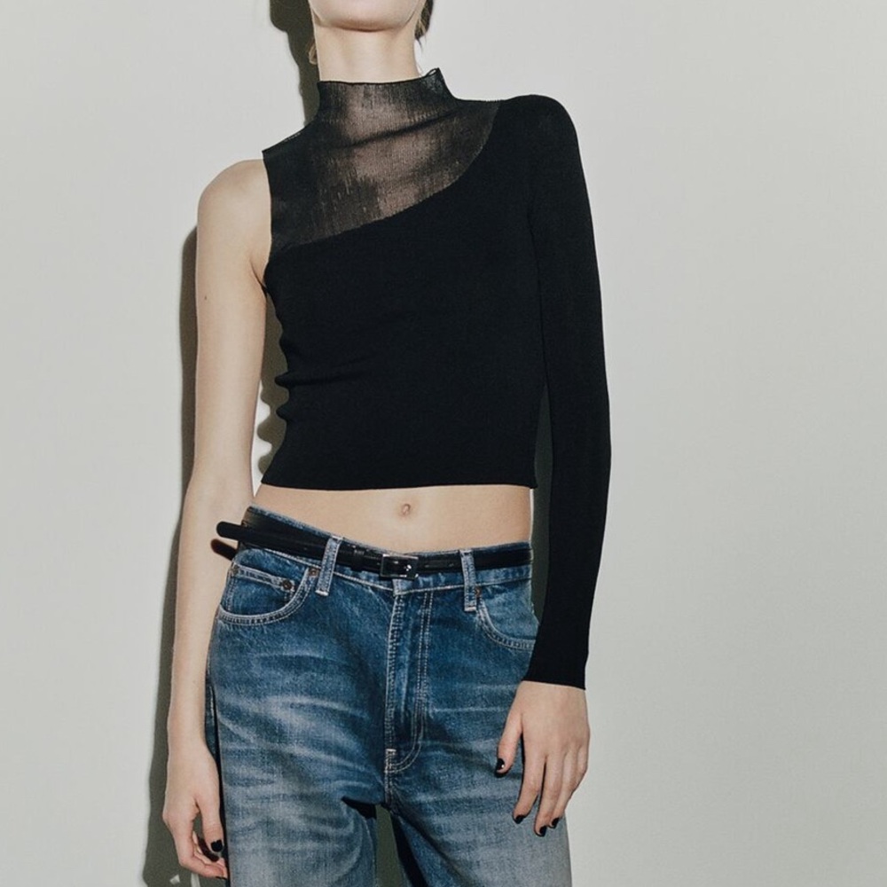 Zara combo asymmetrical knit top size M